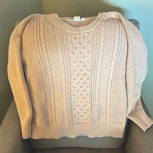 Gently used GAP pale pink / blush chunky gap cableknit sweater size Large